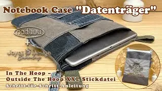 Stickdatei Notebook Case, In The Hoop - Outside The Hoop XXL, ITH Stickdatei Tasche, 2 Gr&ouml;&szlig;en blanko