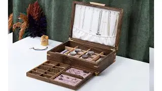 Large Wooden Jewelry Box, Engraved Jewelry Box, Custom Handmade Jewelry Case, Jewelry Box Organizer