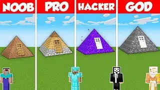 TRIANGLE PYRAMID HOUSE BUILD CHALLENGE - Minecraft Battle: NOOB vs PRO vs HACKER vs GOD / Animation