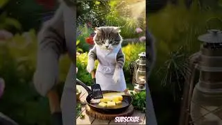 A Cat Cooking fish fry🐱🐱 #cooking #food #satisfying #fish #animallife #kitty #cathouse