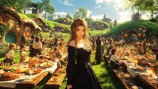 High Elf Alleria in the Shire 🍃✨ A Hobbit Feast | Cozy Lofi & Healing Fantasy Music 🔥🎶