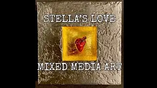 MIXED MEDIA ART: Heart in Gold Leaf Shadow Box