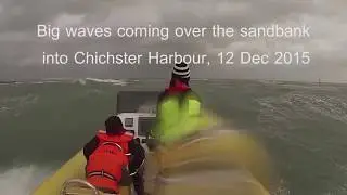 Scorpion Rib going over monster waves Chichester Harbour - bar crossing