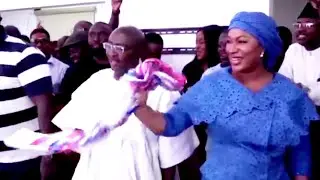 Bawumia, his wife and his supporters jubilate at NPP collation centre as He speaks been projected wi