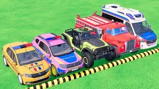 TRANSPORTING DACIA POLICE CARS, FIRE DEPARTMENT, AMBULANCE VEHICLES WITH TRUCKS ! FS 22 #18
