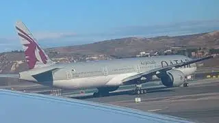 Here is the Qatar 777 300 in Madrid Airport Tuesday 6 January 2026