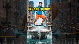 Hoverboard Jump Over Fountain