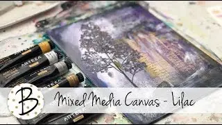 Mixed Media Canvas - Lilac Pressed Flower