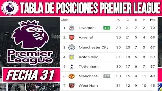 TABLA de POSICIONES de la PREMIER LEAGUE FECHA 31 | Clasificaci&oacute;n Liga Inglesa 2023/24 Fecha 31 HOY