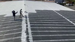 How to Paint a Metal Roof with an Elastomeric Roof Coating System #roofrestoration #roofcoating