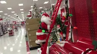 Santa Claus Climbing Christmas Ladder Exclusive Santa Claus Climbs Up Ladder Christmas Tree
