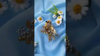 Gray-yellow bird brooch / fashion jewelry / серо-желтая брошь птица / fashion gift spring 2021