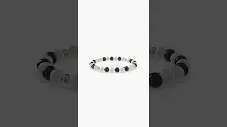 Celebrating National Panda Day - Moonstone and Black Obsidian Bracelet