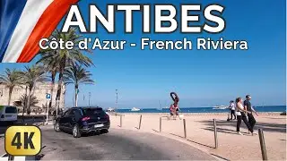 Driving Antibes Old Town on French Riviera - Côte d'Azur, France in 4K