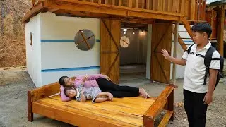 Make a beautiful and comfortable wooden bed as a gift for Hieu - Harvest wild fruits to sell