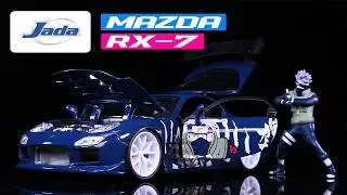1993 Mazda RX-7 Dark Blue with Kakashi Hatake Figure Naruto Shippuden 1/24 Diecast Model Car by Jada
