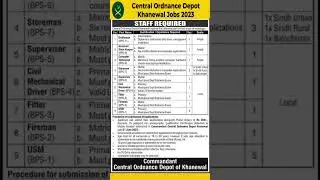 COD Pak Army Jobs||Khaniwal COD jobs