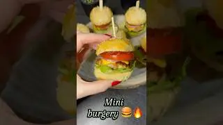 Mini burger-małe,ale pełne smaku!🍔🔥Idealne na imprezę! #burger  #fastfood #przepis #jedzenie