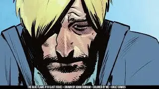 Real-time coloring a sad face in the last issue of The Blue Flame