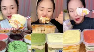 asmr mukbang - sweet colouring box cake eating