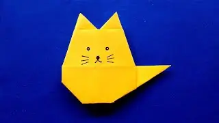 Как быстро и легко сделать кота-оригами | Бумажный кот своими руками