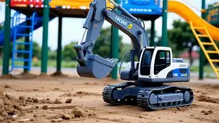 Magic Slide Colors the Construction Vehicles! 🌈 Learn Colors with Toy Trucks at the Playground