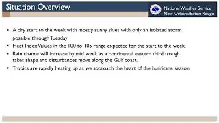 National Weather Service New Orleans 7 day forecast for August 16, 2020