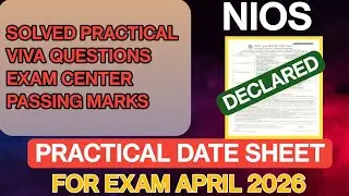 NIOS April 2926 Date Sheet Declared Practical Exam & Hall ticket Update