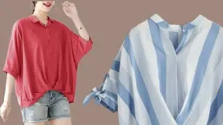 ♦️How to Sew a Draped Front Blouse with Tie Sleeves | Easy Sewing Tutorial✂️
