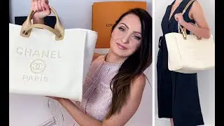 Chanel Deauville Medium Tote Bag Unboxing 💯 + Review and Outfits | 2020 Pearl Logo 😍