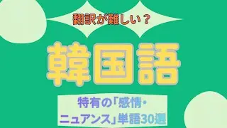 【聞き流し】翻訳が難しい韓国語？特有の「感情・ニュアンス」単語30選【プロ翻訳家解説】