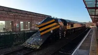 66848 + 66850 snowploughs (Stockport to York Yard) at Wakefield kirkgate 10/1/26. 
