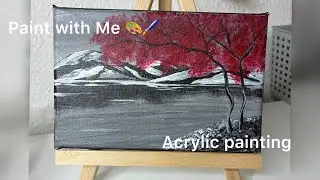 Mountain Landscape and River | Acrylic Painting 
