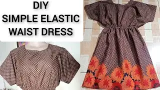 How To Cut and Sew a Simple Elastic Waist Dress || Teenage Dress
