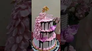 Beautiful three tier doll cake design 🎂#cake #cakeshorts #pinkiscake #cakedecoration #tastycake 🥰🥰🥰