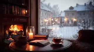Christmas Jazz Caf&eacute; Ambience 🎄☕ | Fireplace, Rain & Cozy Holiday Vibes 1