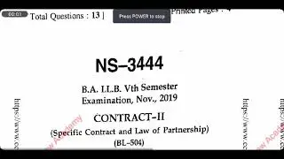 Contract –II (BL-5004) || CCSU BALLB 5th Semester 2019 Question Paper