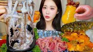 바다향 가득✨모둠해산물🌊산낙지,개불,멍게,해삼 해산물 먹방💛 Raw Octopus Sea Cucumber サンナクチ、ナマコ | Mukbang ASMR