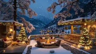 Luxury Winter Villa Ambience ❄️ Soft Piano, Fireplace & Snowy Lake View for Studying, Deep Focus
