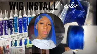 BLUE WIG INSTALL | how to dye & install wig royal blue 💙 #wiginstall #bluewigs