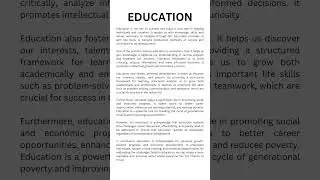 Simple essay on Education in English/ Write a paragraph on Education #shortvideo #ytshort #ytviral