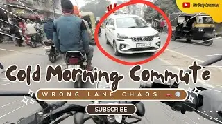 Cold Morning Commute on Avenger 220 | Wrong Lane Chaos on the Streets! | Ride 213 | 4K UHD 60FPS