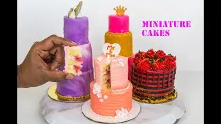 Miniature cakes - Geode Cake, wedding cake, Birthday Stripes Cake, Pink and Gold Cake.