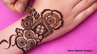 Arabic mehndi design simple flower | Patti wali mehndi design back hand front side #mehndidesign 
