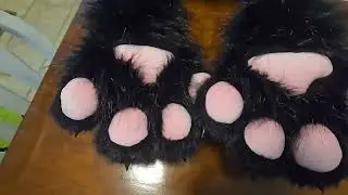 Furry paw gloves cat claws mittens cosplay