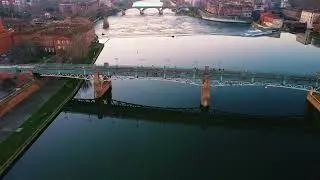 Exploring Toulouse: Drone's Eye View of Bridge point neuf.