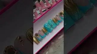 Turquoise and gold 💫🦋 yes or no? #nails #nailart #cute #beautiful #shorts