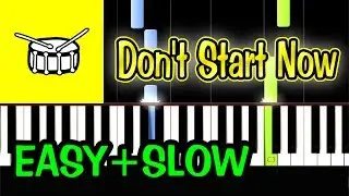 Don't Start Now - Dua Lipa - Piano Tutorial Easy SLOW [ONLY Drum] + Free Sheet Music PDF