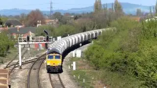 GBRF 66716 passes Gloucester Railway Triangle with Biomass