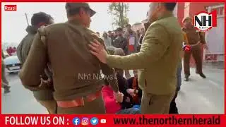 ABVP Reasi students protest outside DC Office, detained by Reasi Police.